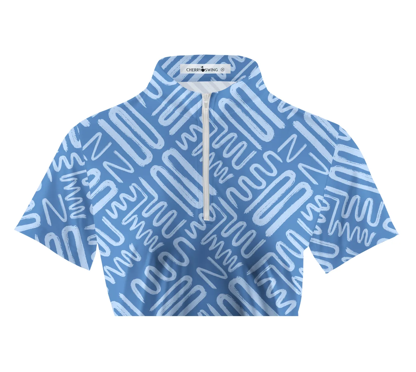 Cherryswing Women's Line Printing Golf Short Sleeve Polo Shirt