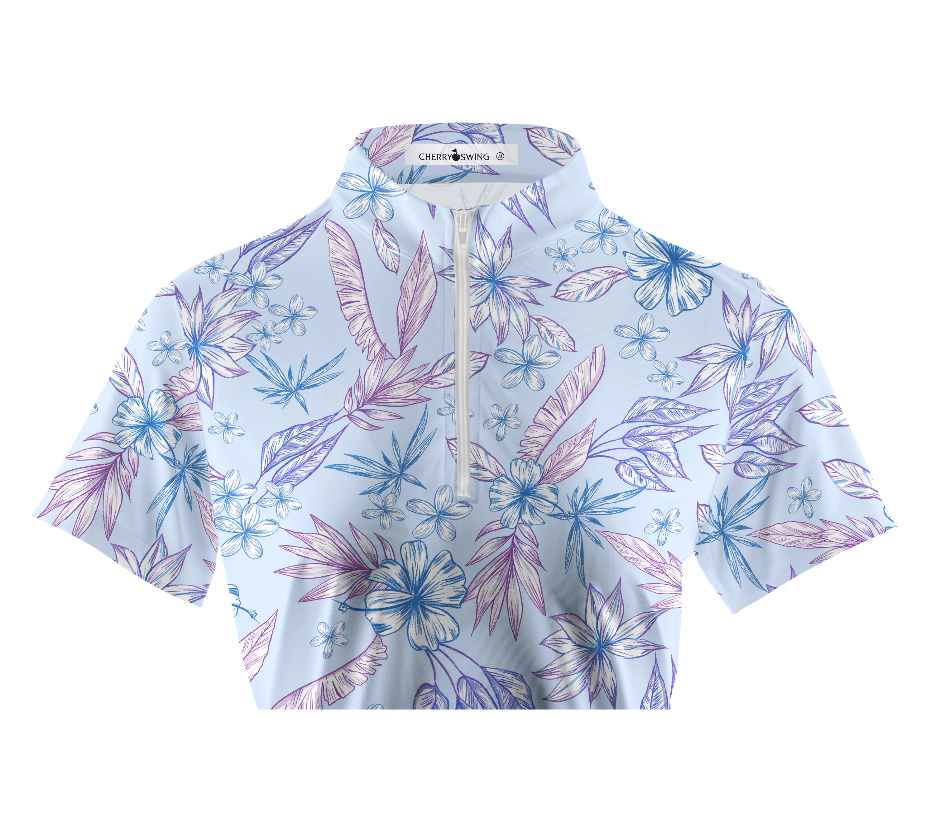 Cherryswing Women's Hibiscus Golf Short Sleeve Polo Shirt