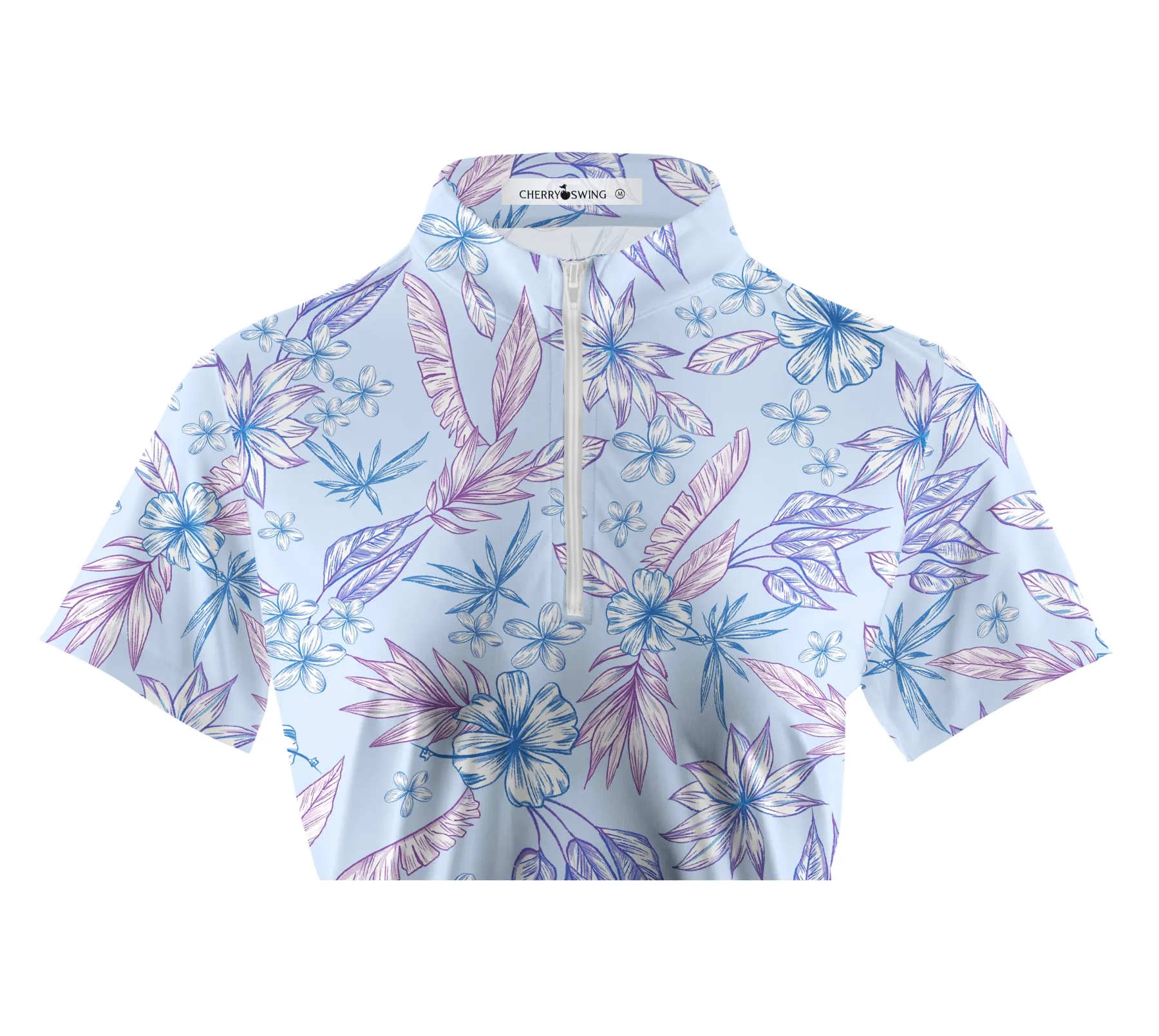 Cherryswing Women's Hibiscus Golf Short Sleeve Polo Shirt