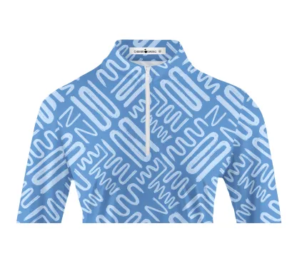 Cherryswing Women's Golf Line Printing Long Sleeve Polo Shirt