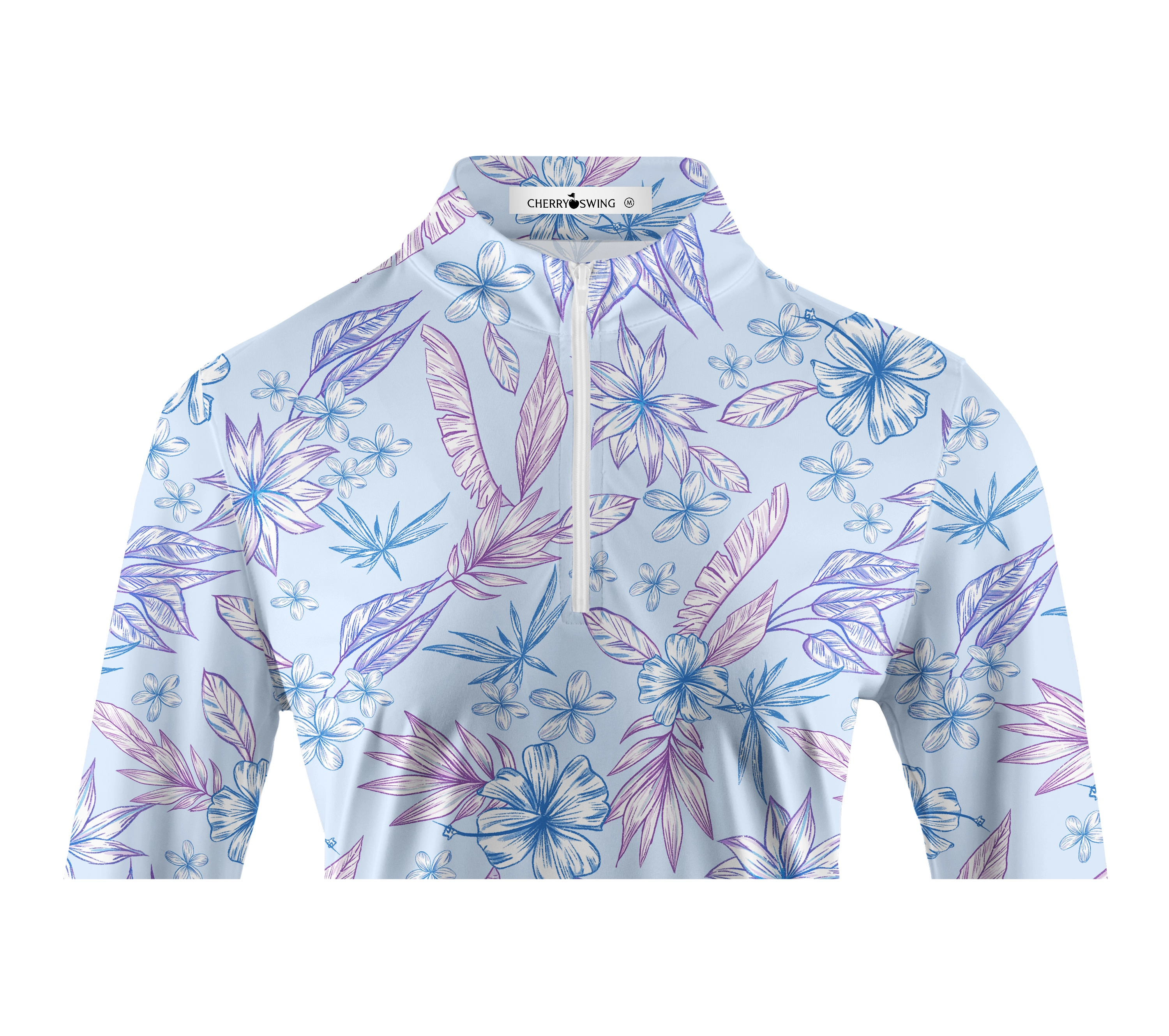 Cherryswing Women's Golf Hibiscus Long Sleeve Polo Shirt