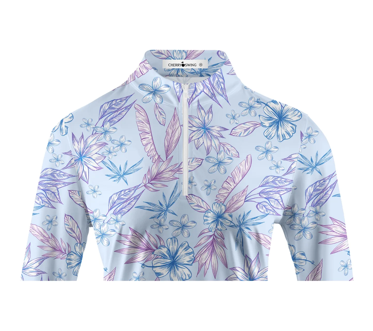 Cherryswing Women's Golf Hibiscus Long Sleeve Polo Shirt