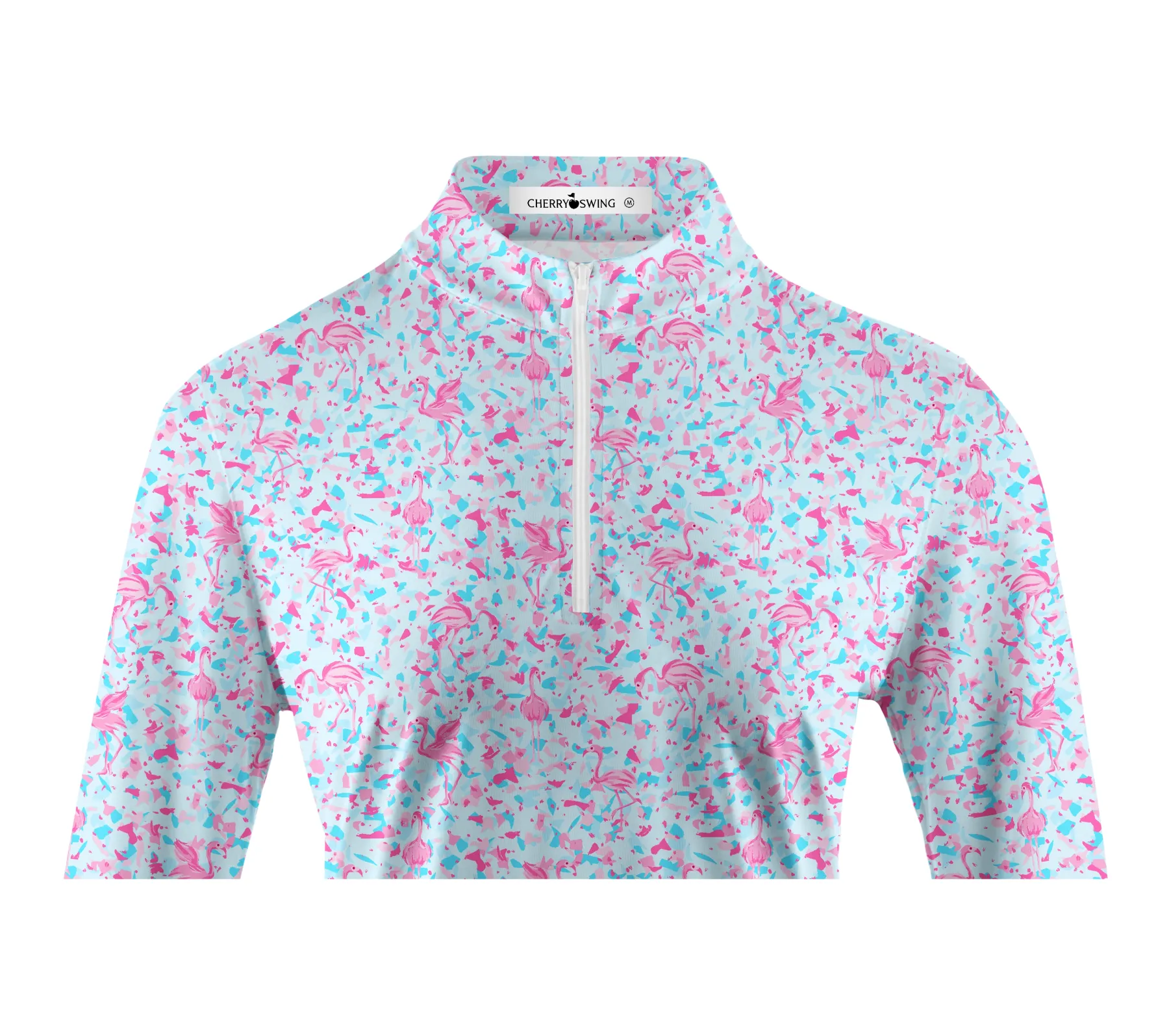 Cherryswing Women's Pink Flamingo Fantasy Long Sleeve Polo Shirt