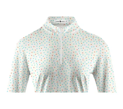 Cherryswing Women's Confetti Dots Long Sleeve Polo Shirt