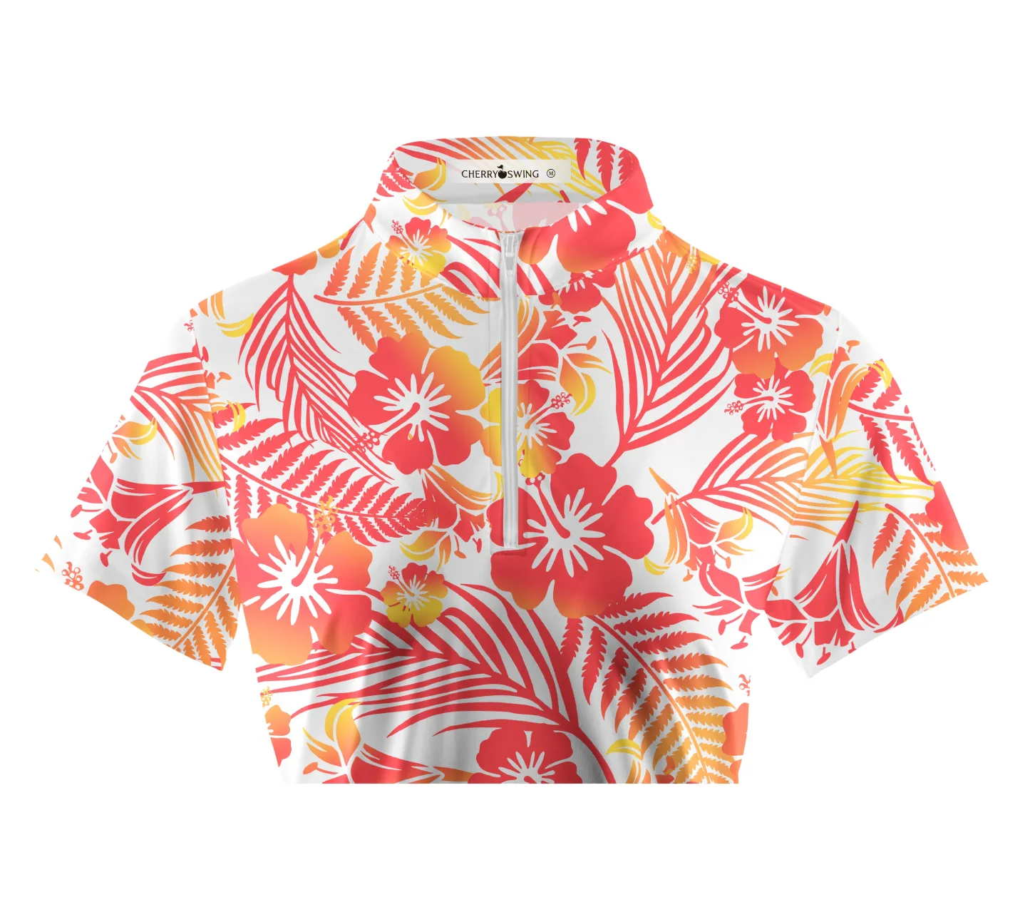 Cherryswing Women's Tropical Blossom Short Sleeve Golf Polo Shirt