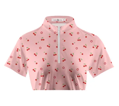 Cherryswing Women's Cherries Short Sleeve Golf Polo Shirt