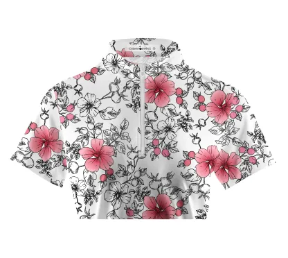 Cherryswing Women's Gradient Color Flowers Short Sleeve Golf Polo Shirt