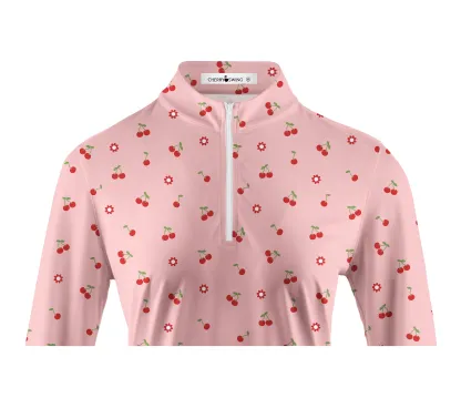 Cherryswing Women's Cherries Long Sleeve Golf Polo Shirt