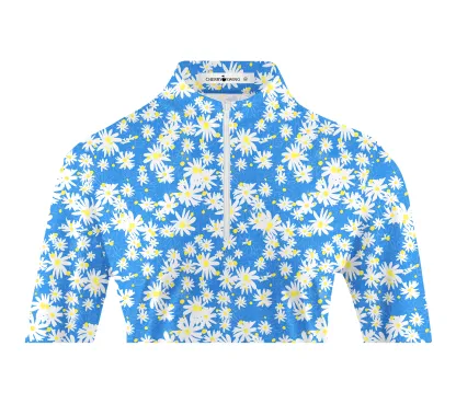 Cherryswing Women's Breathable 1/4 Zip Long Sleeve Polo Shirt