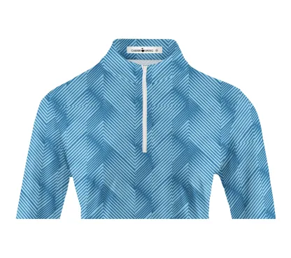 Cherryswing Women's Golf Water Ripples Long Sleeve Polo Shirt