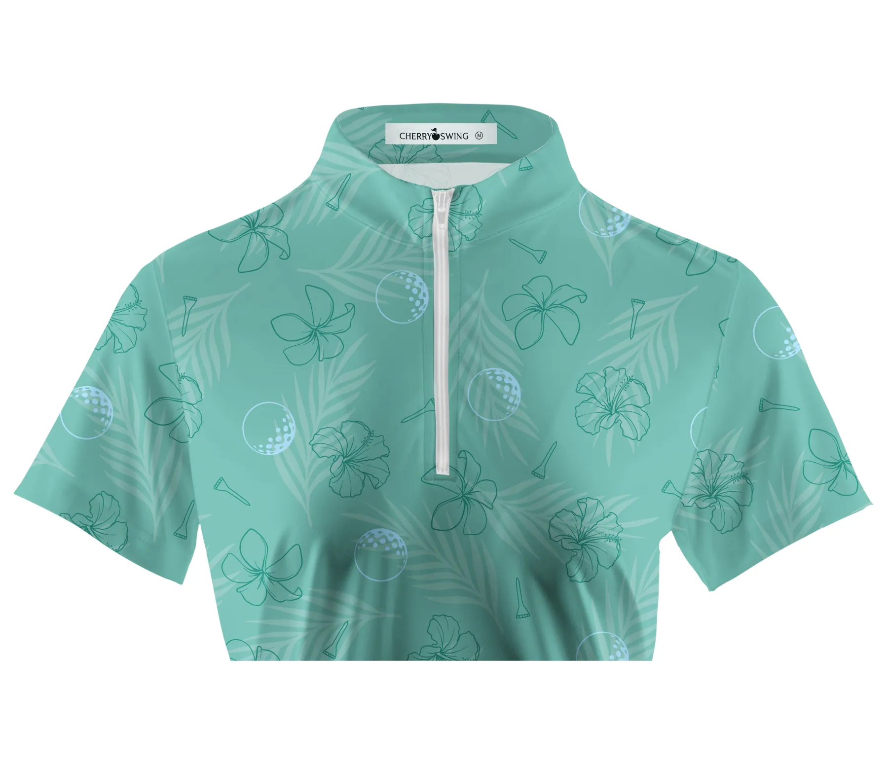 Cherryswing Women's  Mint Green Golf Print Short Sleeve Golf Shirt