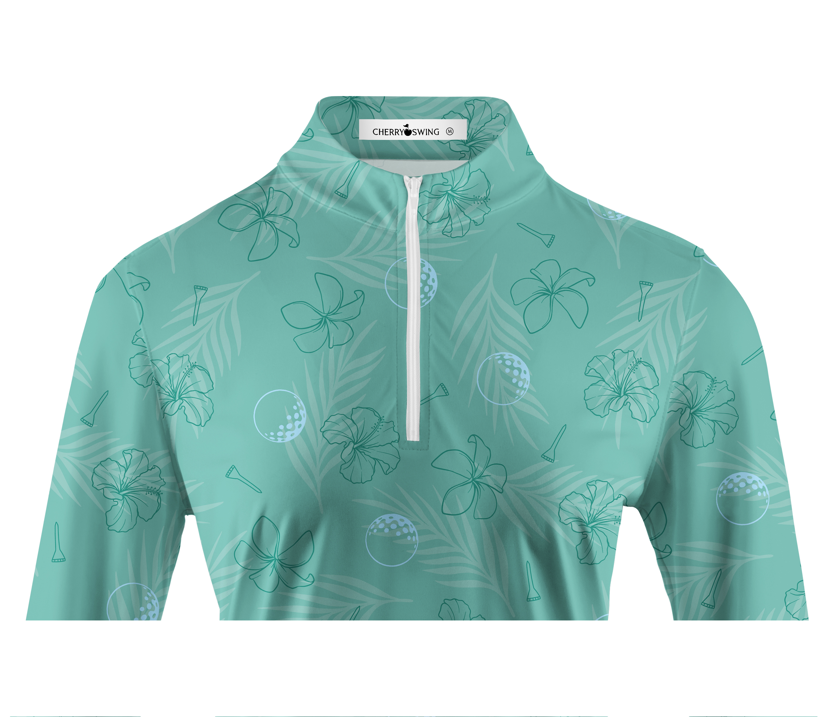 Cherryswing Women's Mint Green Golf Print Long Sleeve Shirt