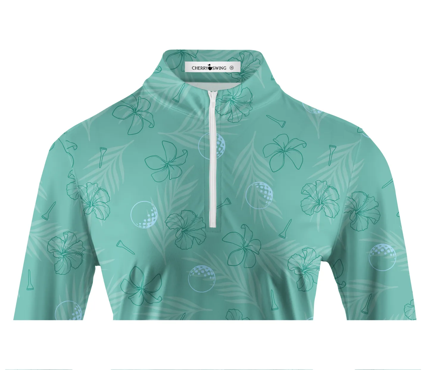 Cherryswing Women's Mint Green Golf Print Long Sleeve Shirt
