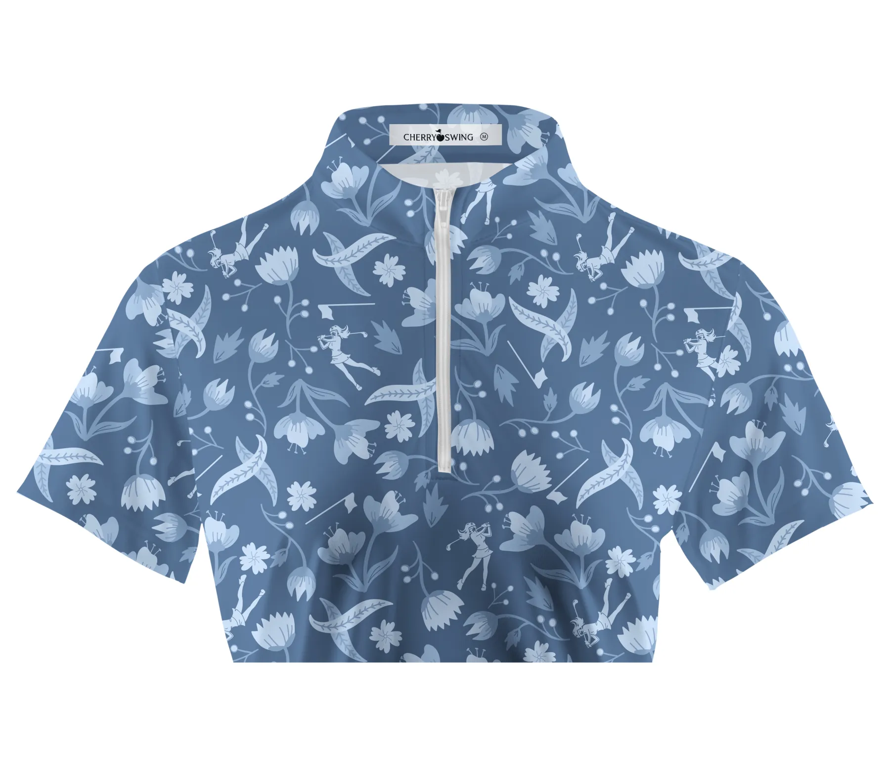 Cherryswing Women's Floral and Bird Patterns Short Sleeve Golf Shirt