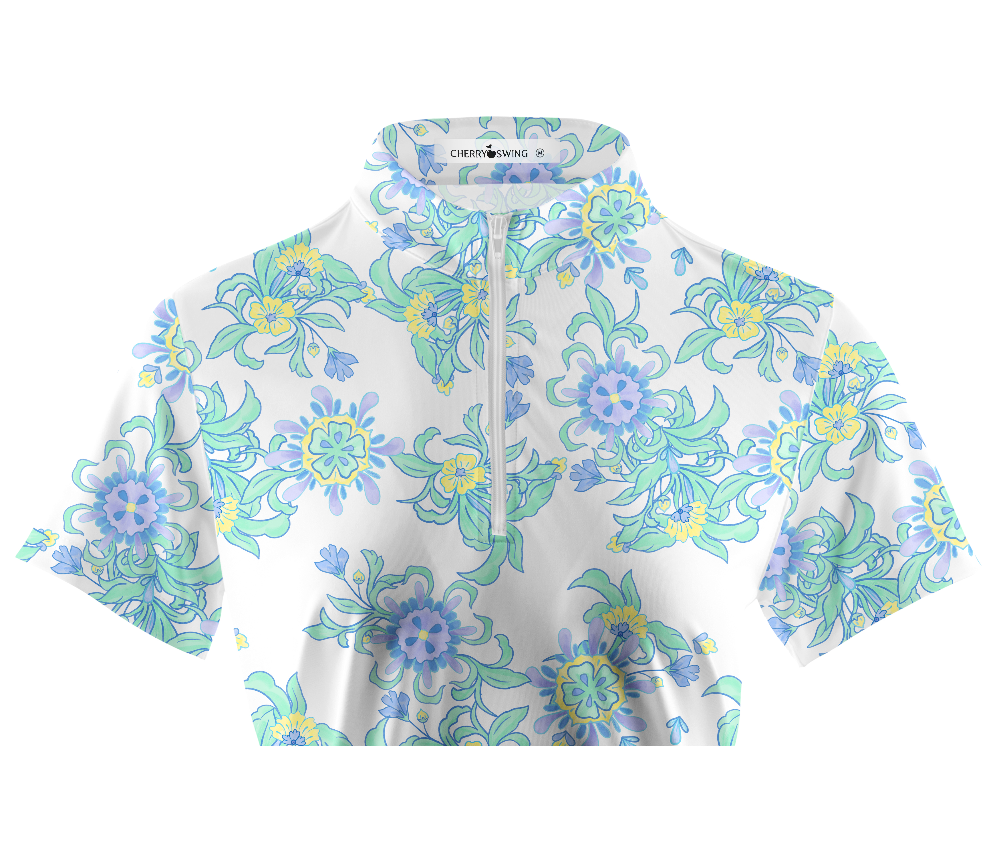 Cherryswing Women's Lively Floral Patterns Short Sleeve Golf Shirt