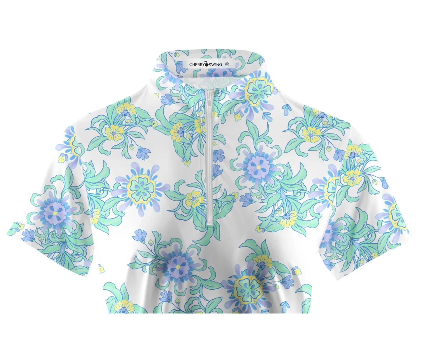 Cherryswing Women's Lively Floral Patterns Short Sleeve Golf Shirt