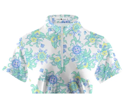 Cherryswing Women's Lively Floral Patterns Short Sleeve Golf Shirt