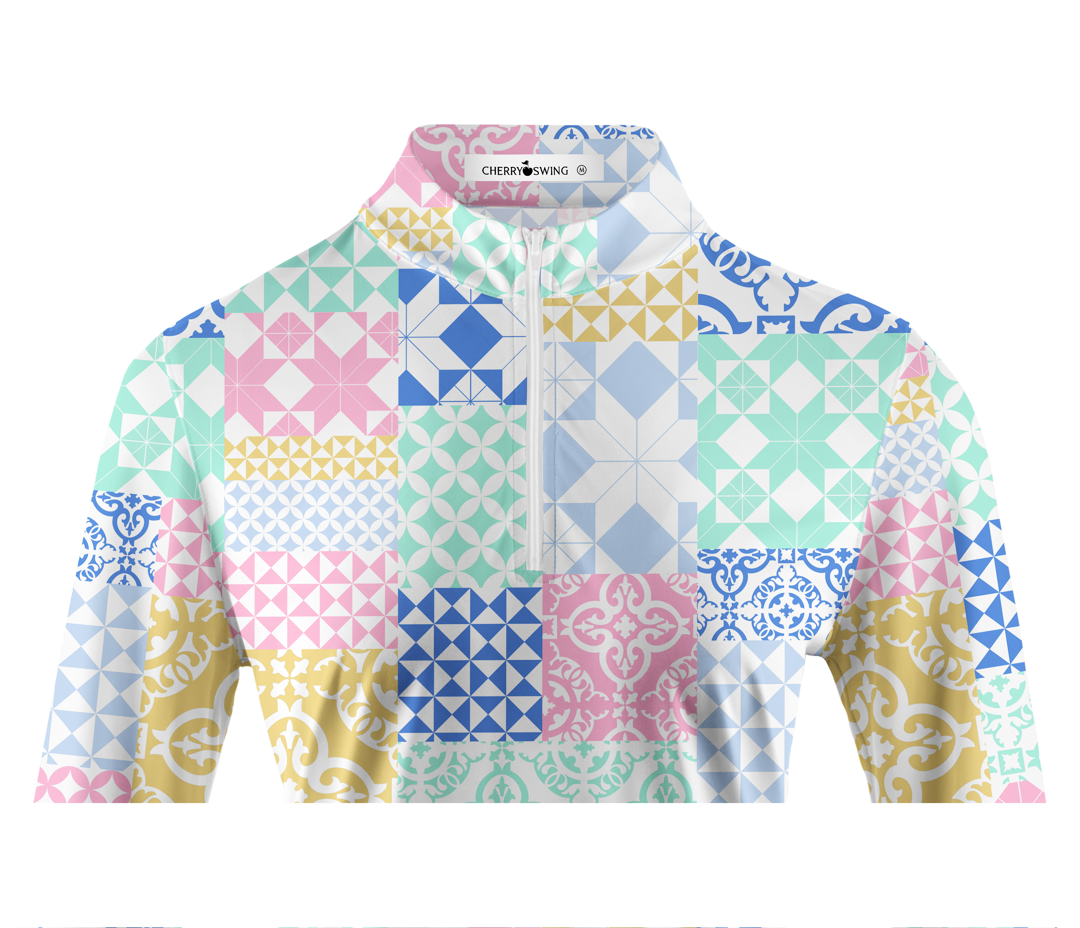 Cherryswing Women's Square and Diamond Long Sleeve Golf Shirt