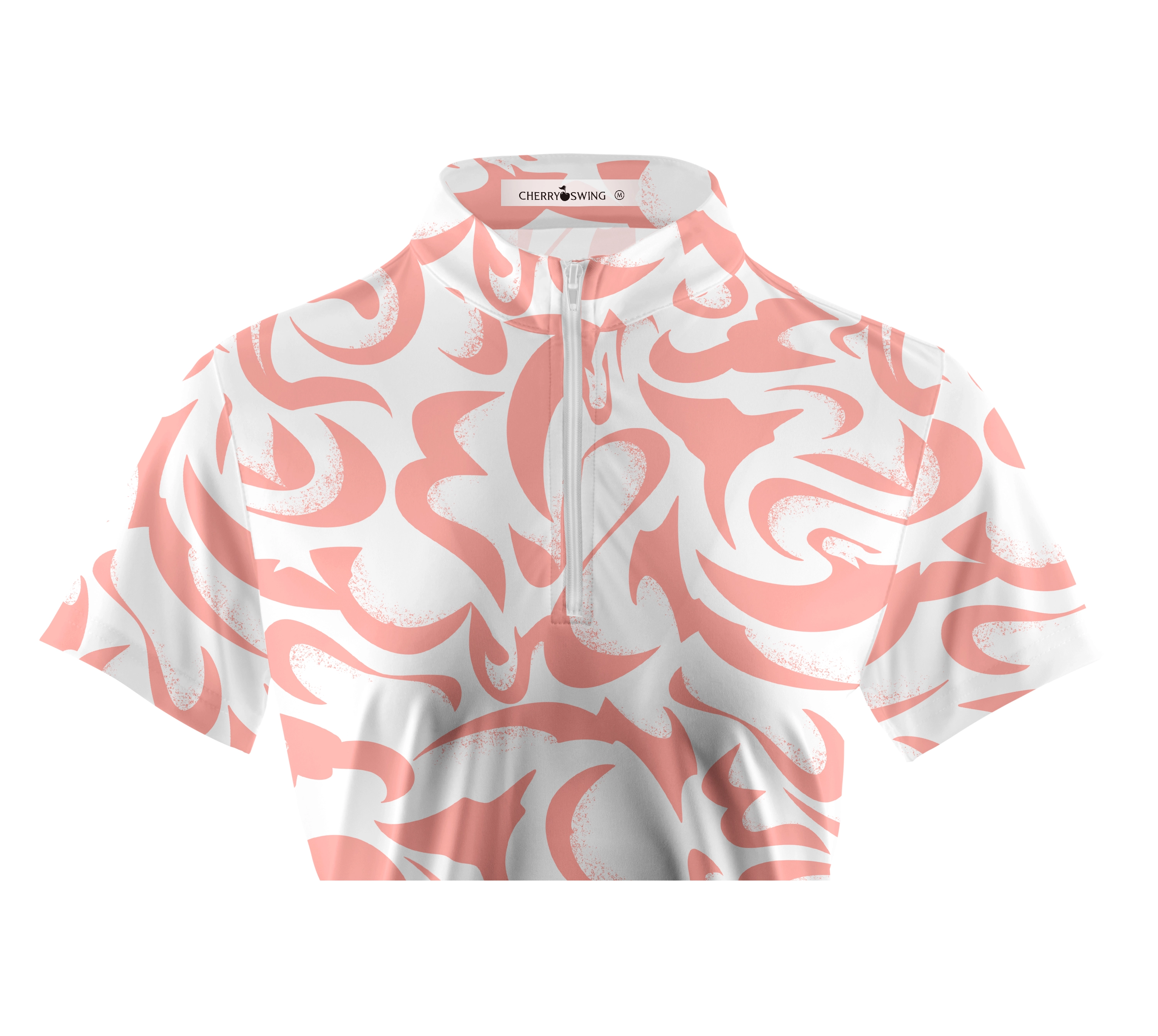 Cherryswing Women's  Coral Bloom Abstract Golf Short Sleeve Polo Shirt