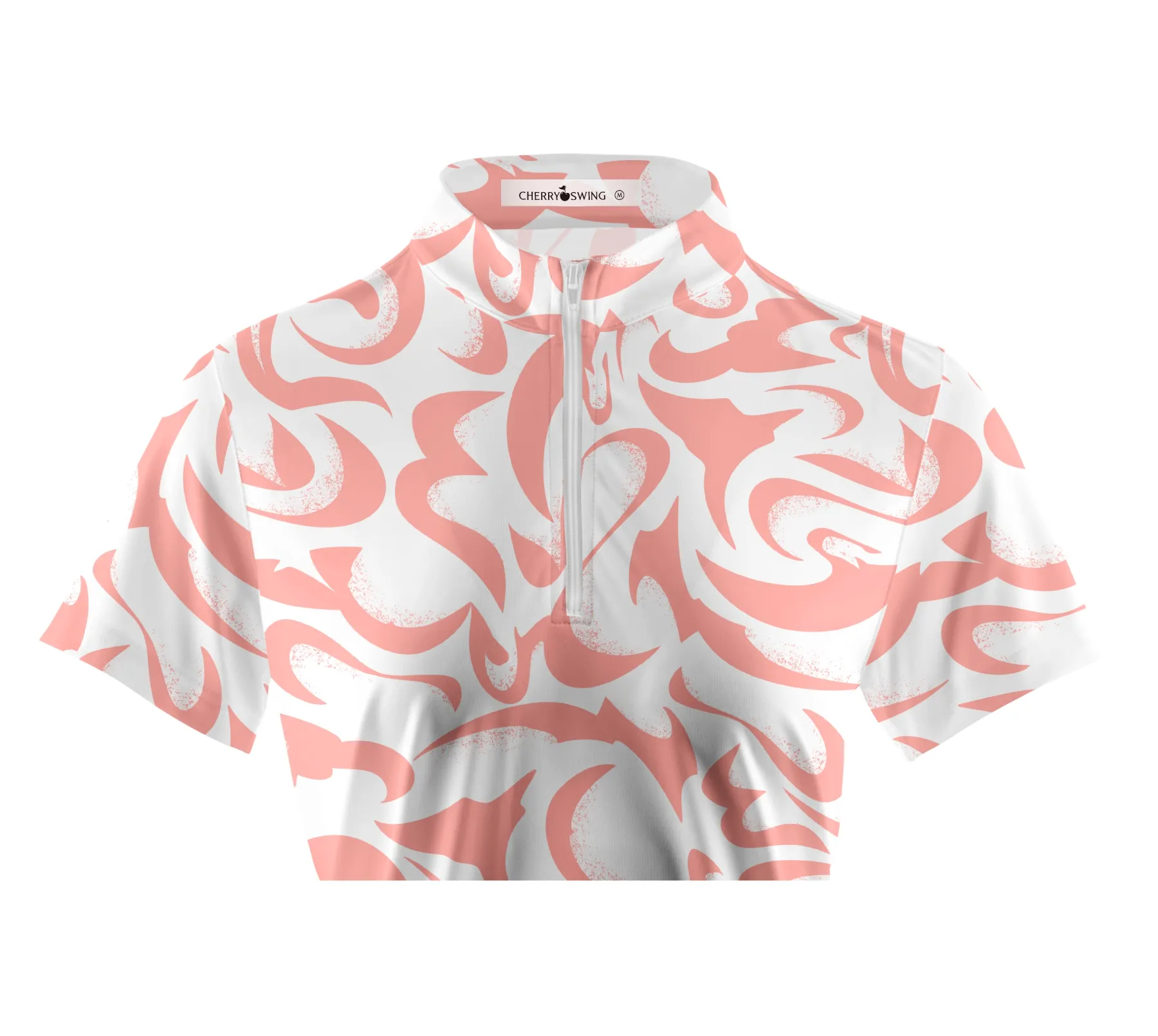 Cherryswing Women's  Coral Bloom Abstract Golf Short Sleeve Polo Shirt