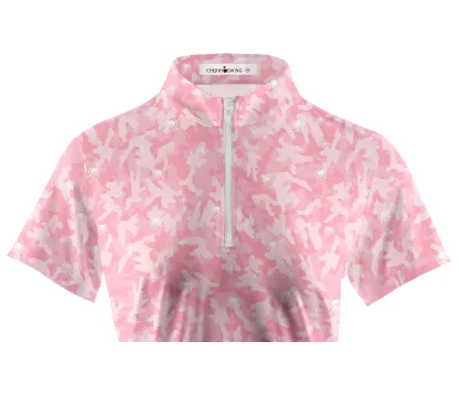 Cherryswing Women's Pink Camouflage Short Sleeve Golf Shirt
