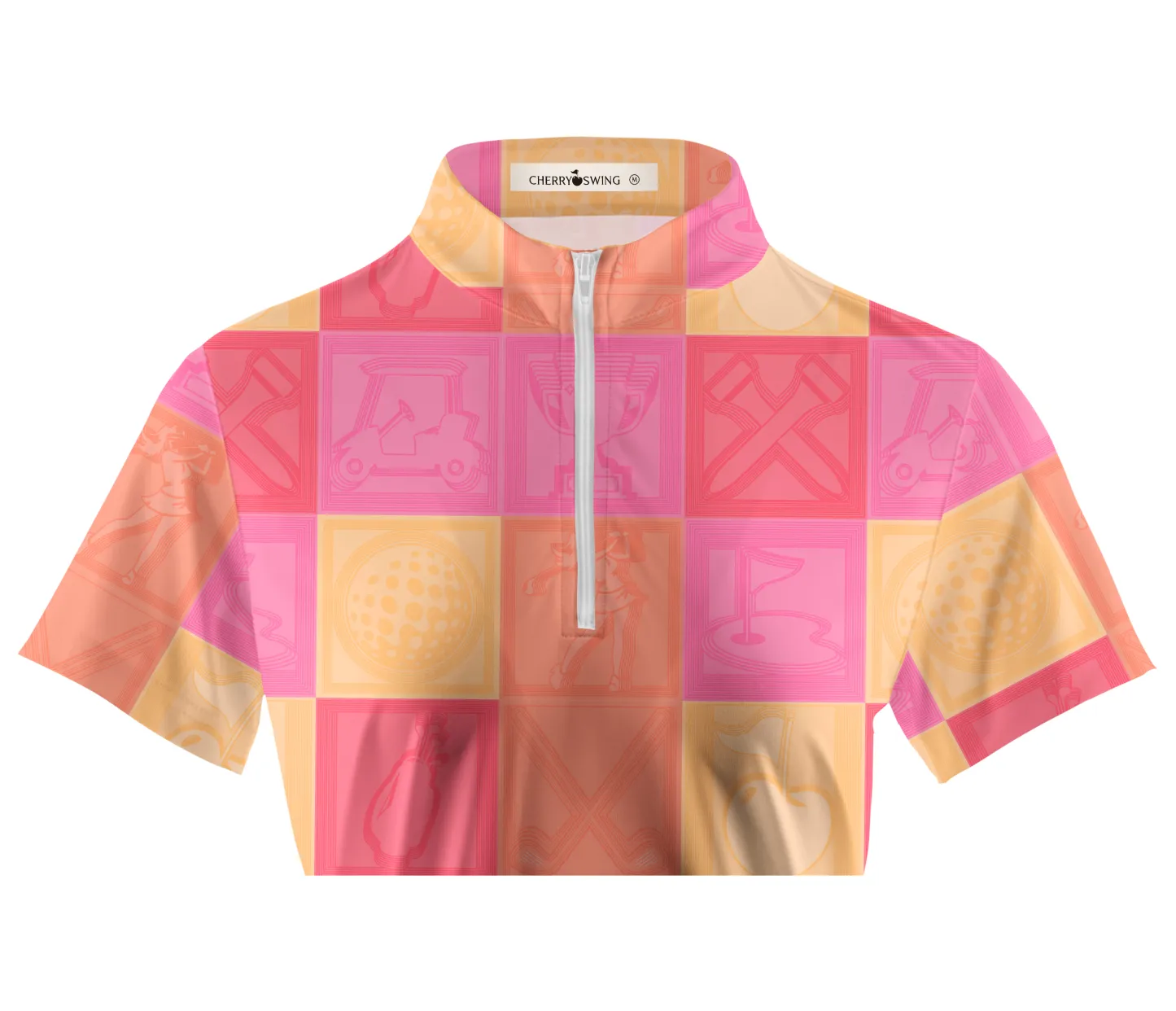 Cherryswing Women's Vibrant Checkered Pattern Short Sleeve Golf Shirt