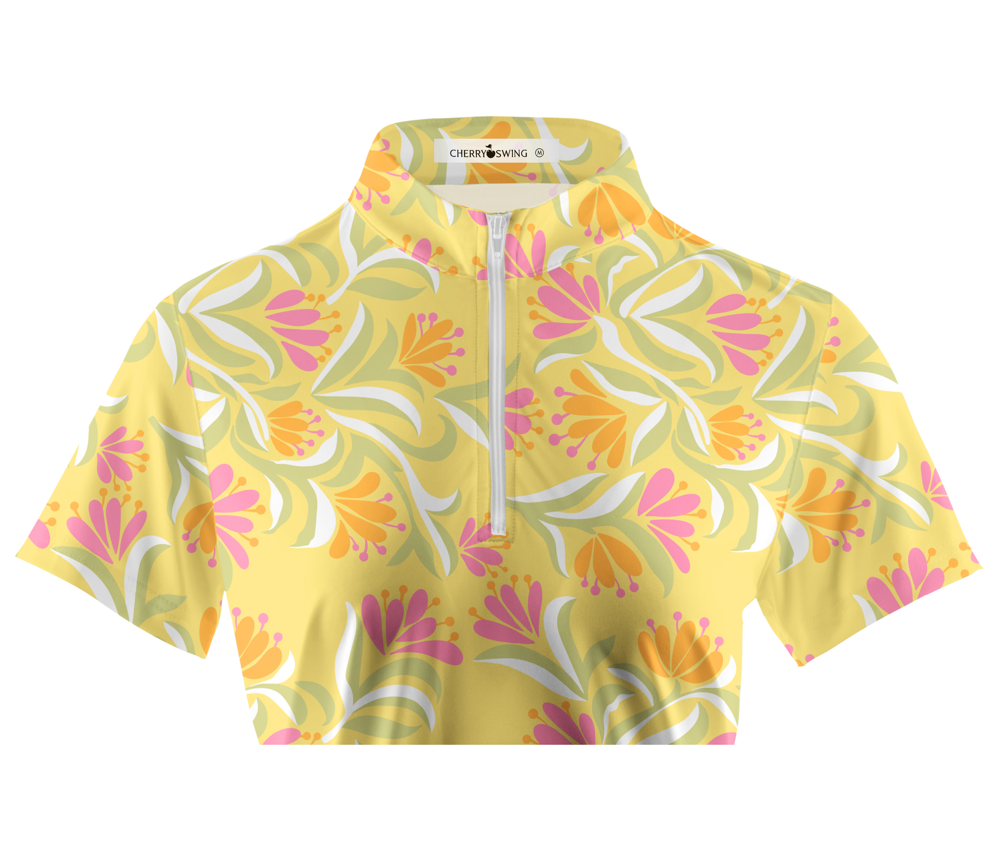 Cherryswing Women's Tropical Bloom Short Sleeve Golf Shirt