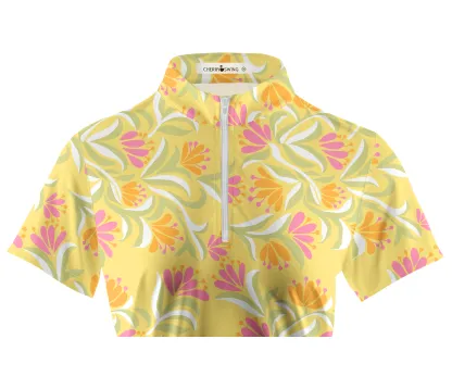 Cherryswing Women's Tropical Bloom Short Sleeve Golf Shirt