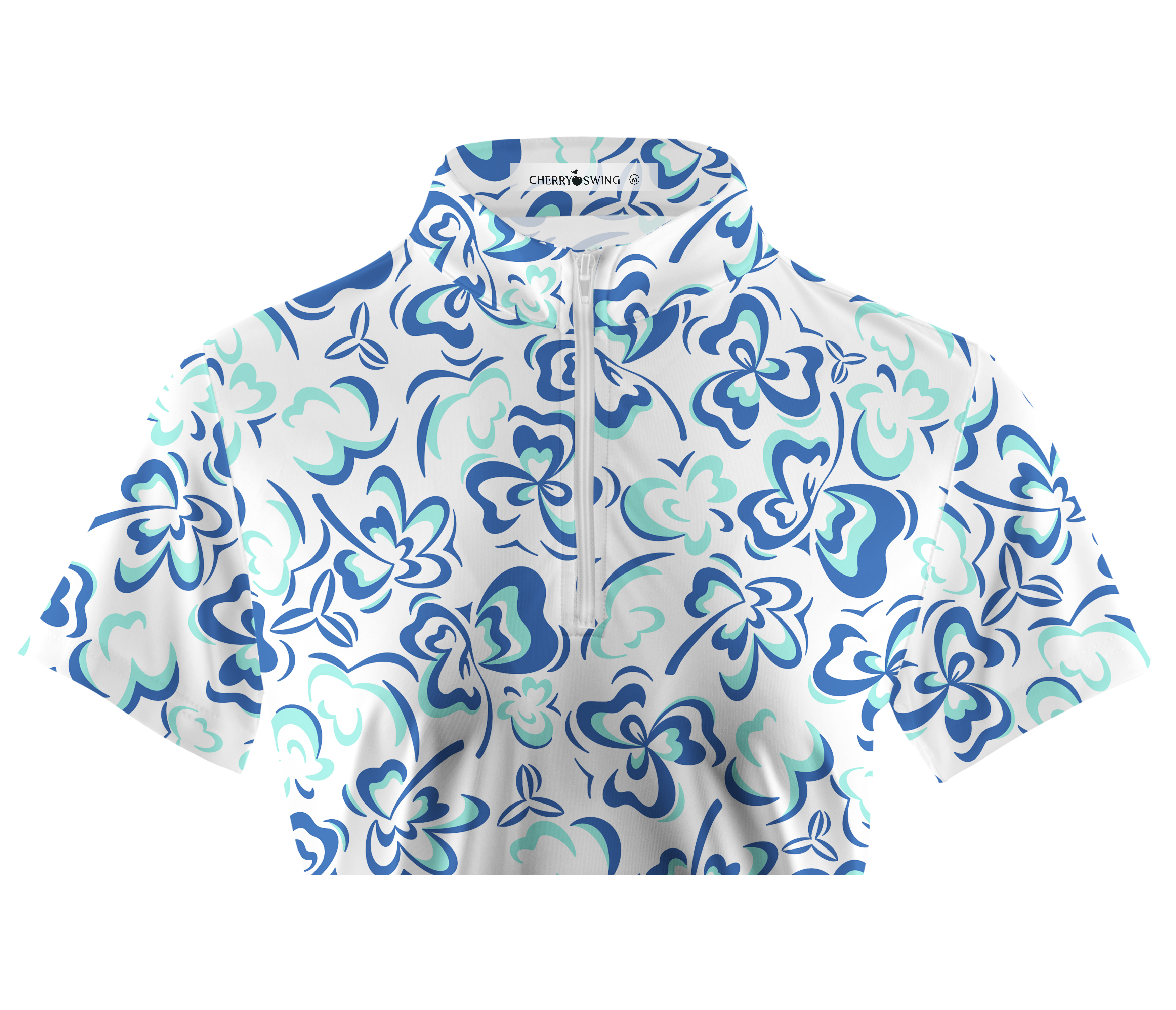 Cherryswing Women's Delicate Flower Pattern Short Sleeve Golf Shirt