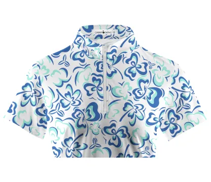 Cherryswing Women's Delicate Flower Pattern Short Sleeve Golf Shirt