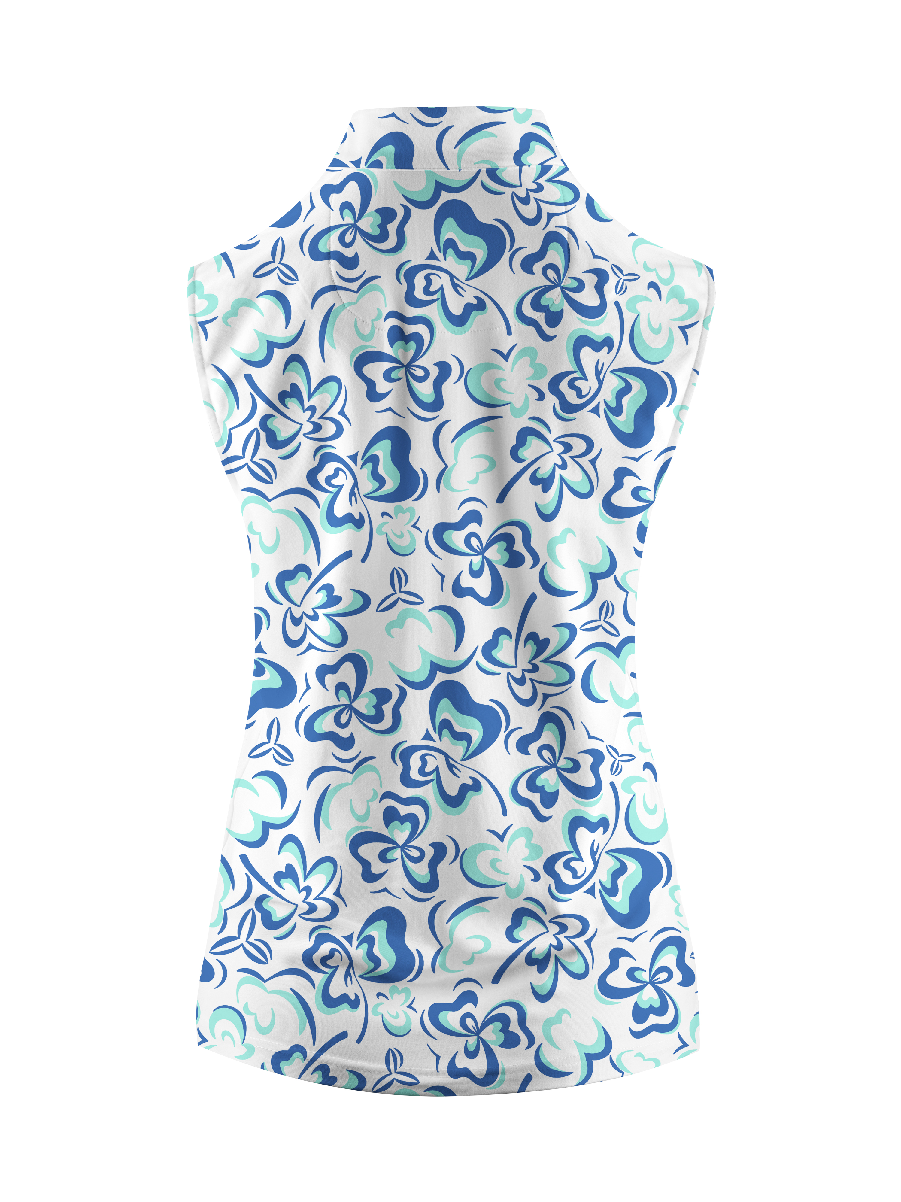 Cherryswing Women's Delicate Flower Pattern Sleeveless Golf Shirt