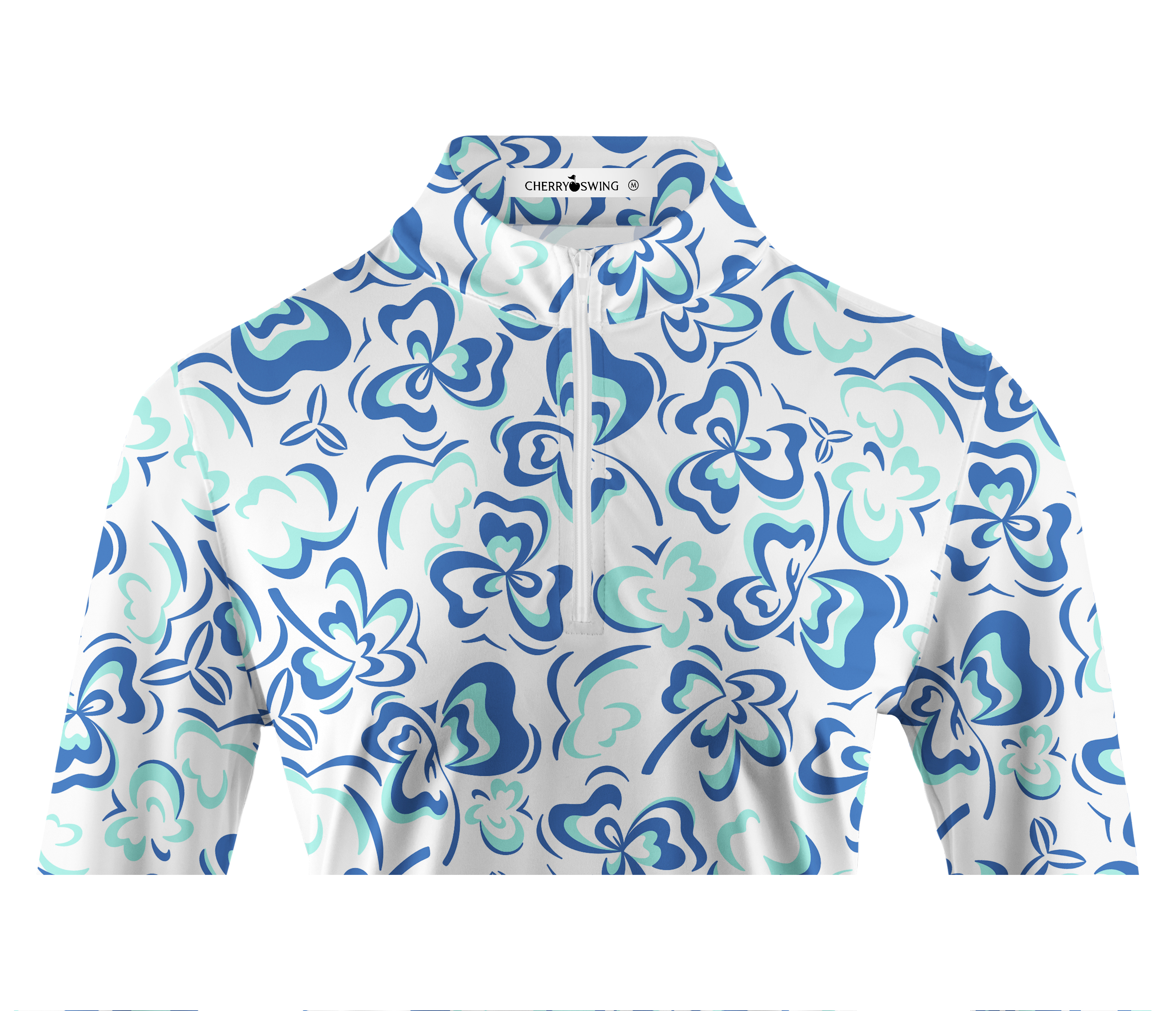 Cherryswing Women's Delicate Flower Pattern Long Sleeve Golf Shirt