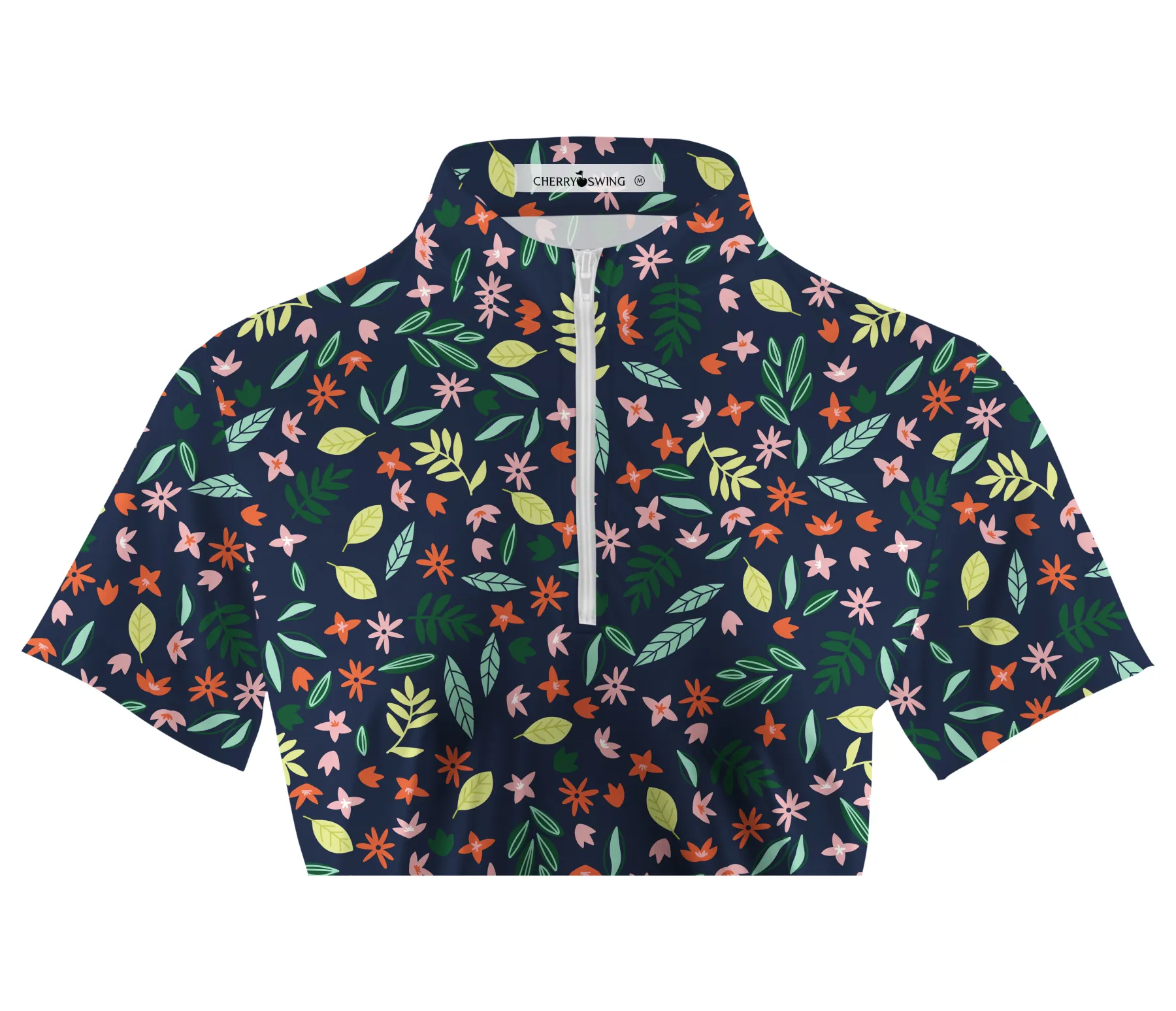 Cherryswing Women's Floral Print Short Sleeve Golf Shirt