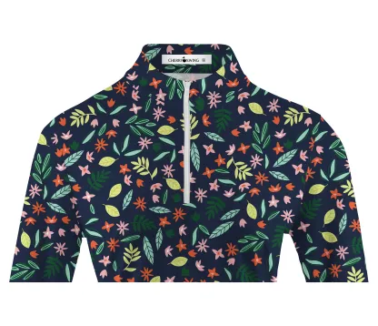 Cherryswing Women's Floral Print Long Sleeve Golf Shirt