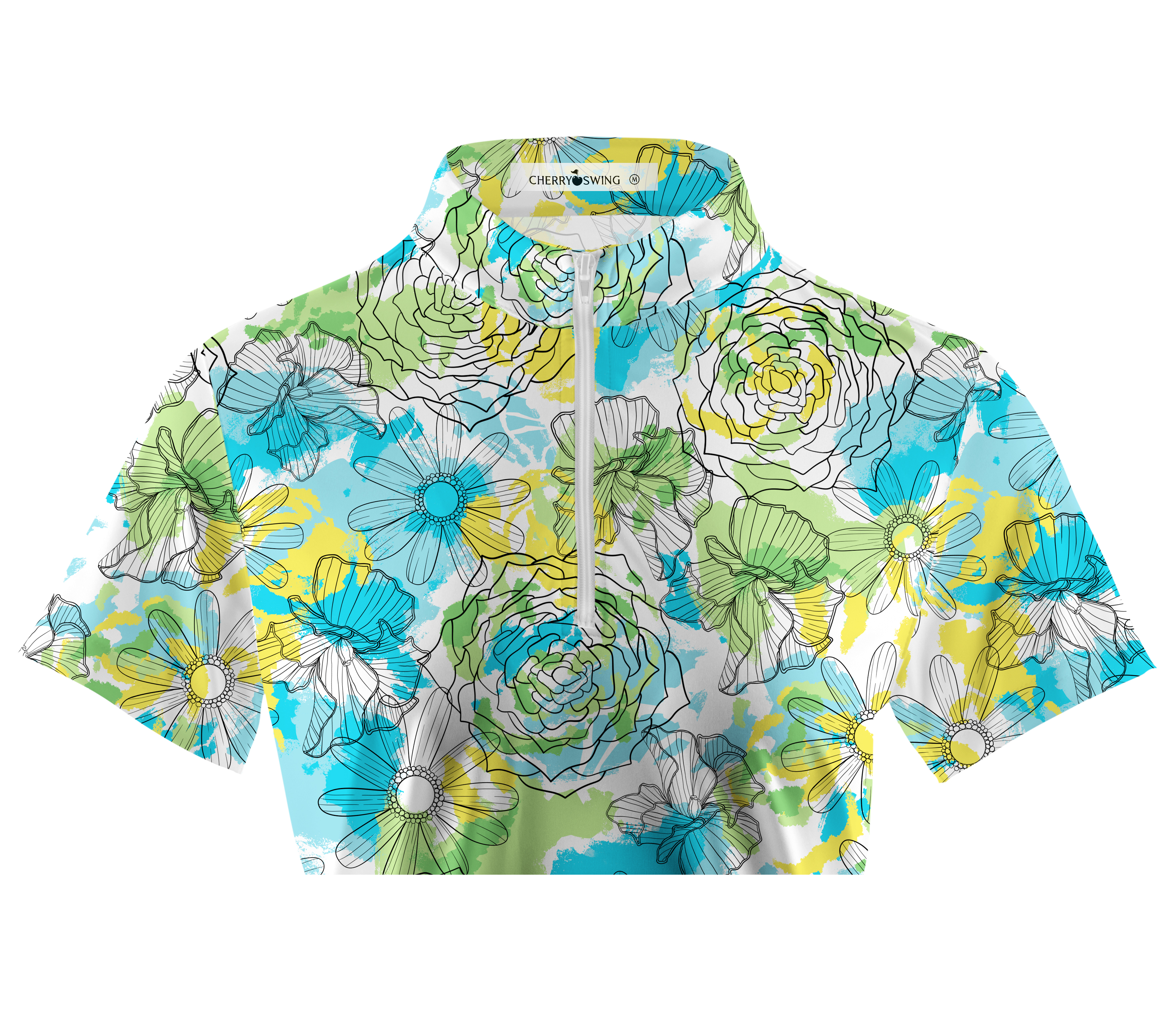 Cherryswing Women's Floral Pattern Short Sleeve Golf Shirt