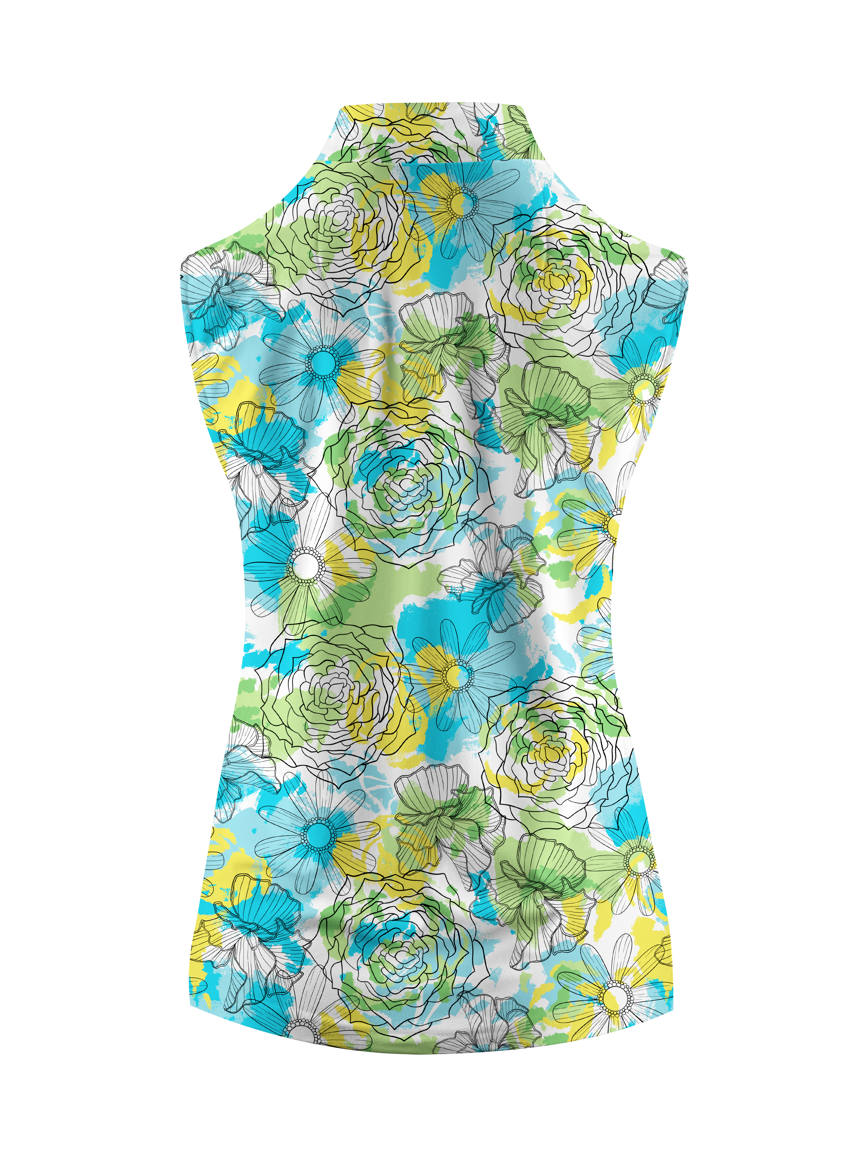Cherryswing Women's Floral Pattern Sleeveless Golf Shirt
