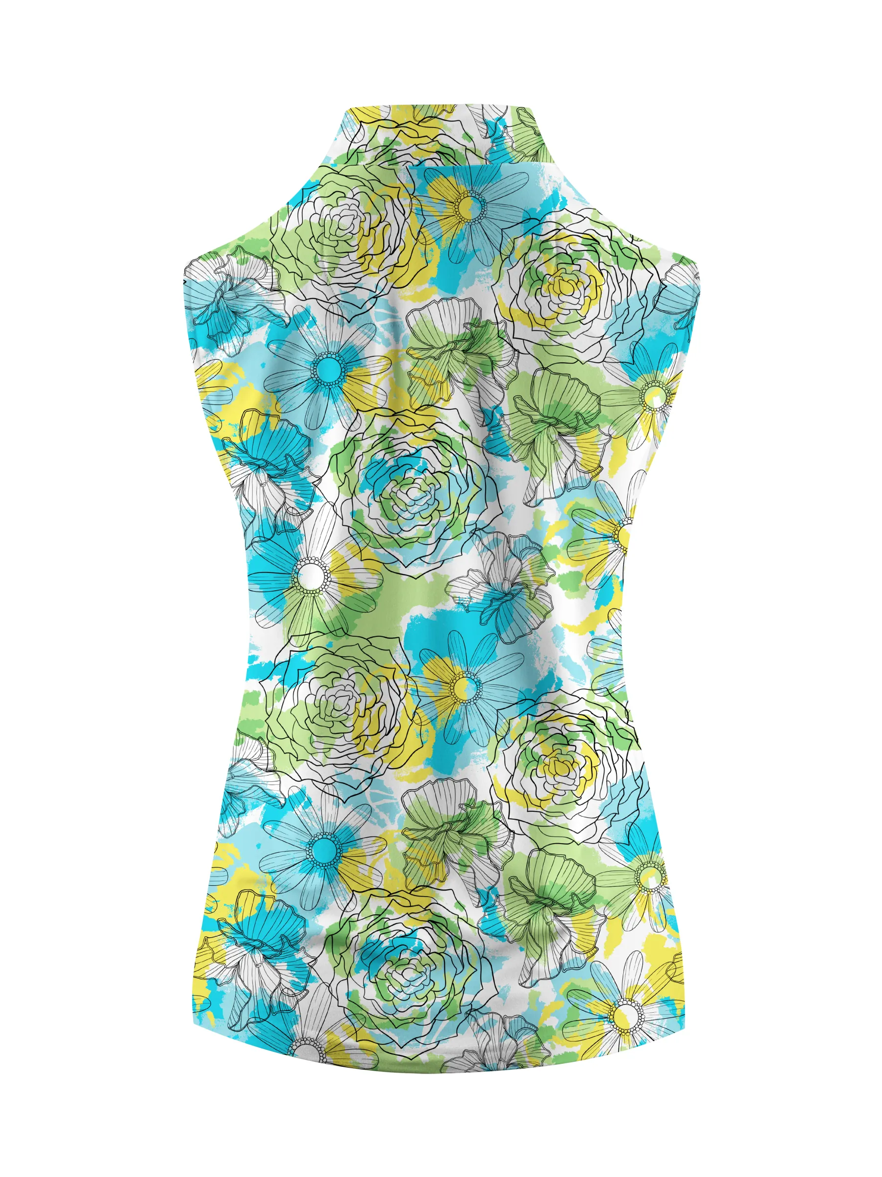 Cherryswing Women's Floral Pattern Sleeveless Golf Shirt