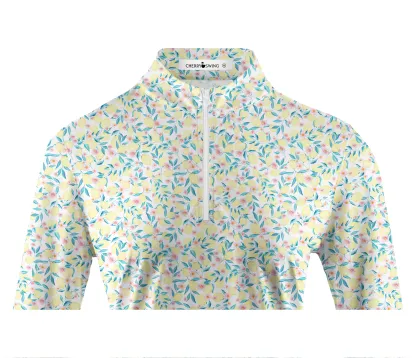 Cherryswing Women's Lemon Pattern Long Sleeve Golf Shirt