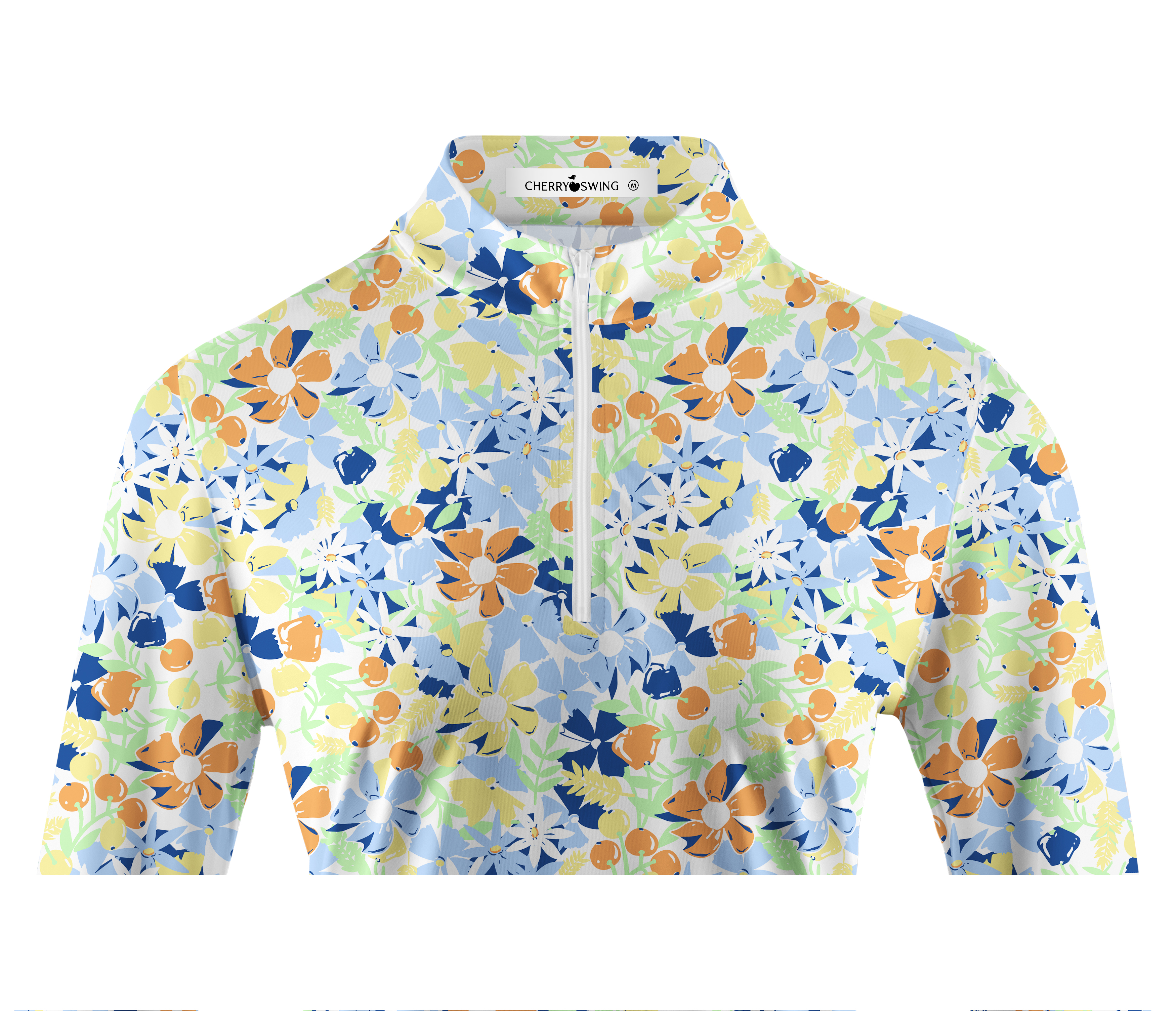Cherryswing Women's Wildflowers Pattern Long Sleeve Golf Shirt