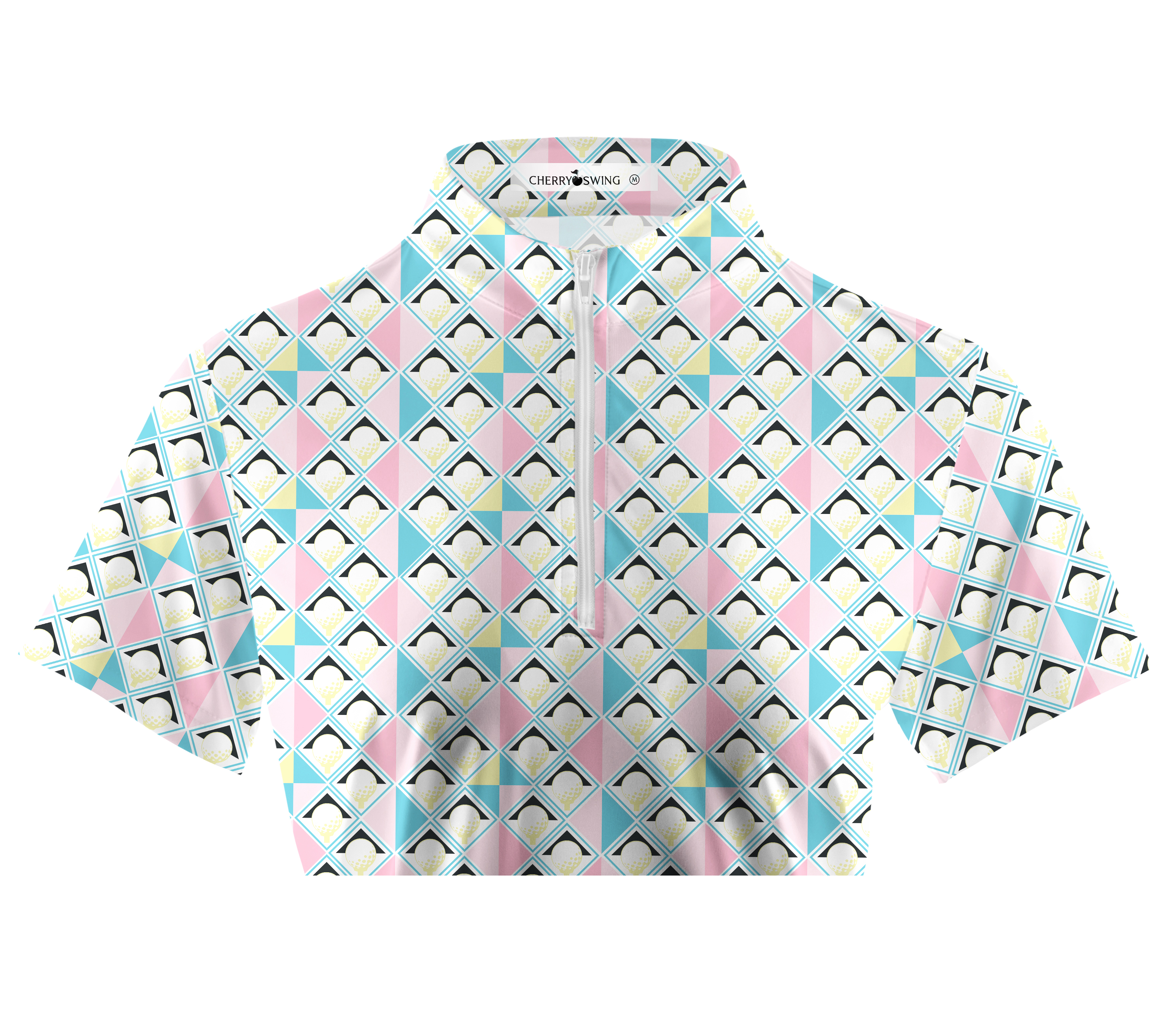 Cherryswing Women's Pastel Colors Geometric Short Sleeve Golf Shirt