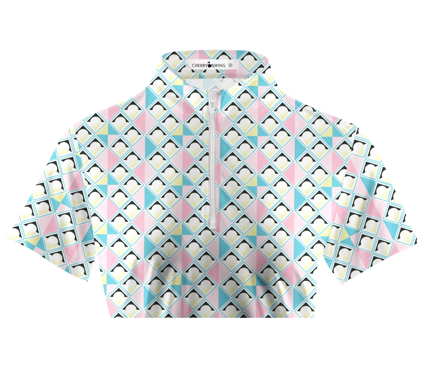 Cherryswing Women's Pastel Colors Geometric Short Sleeve Golf Shirt