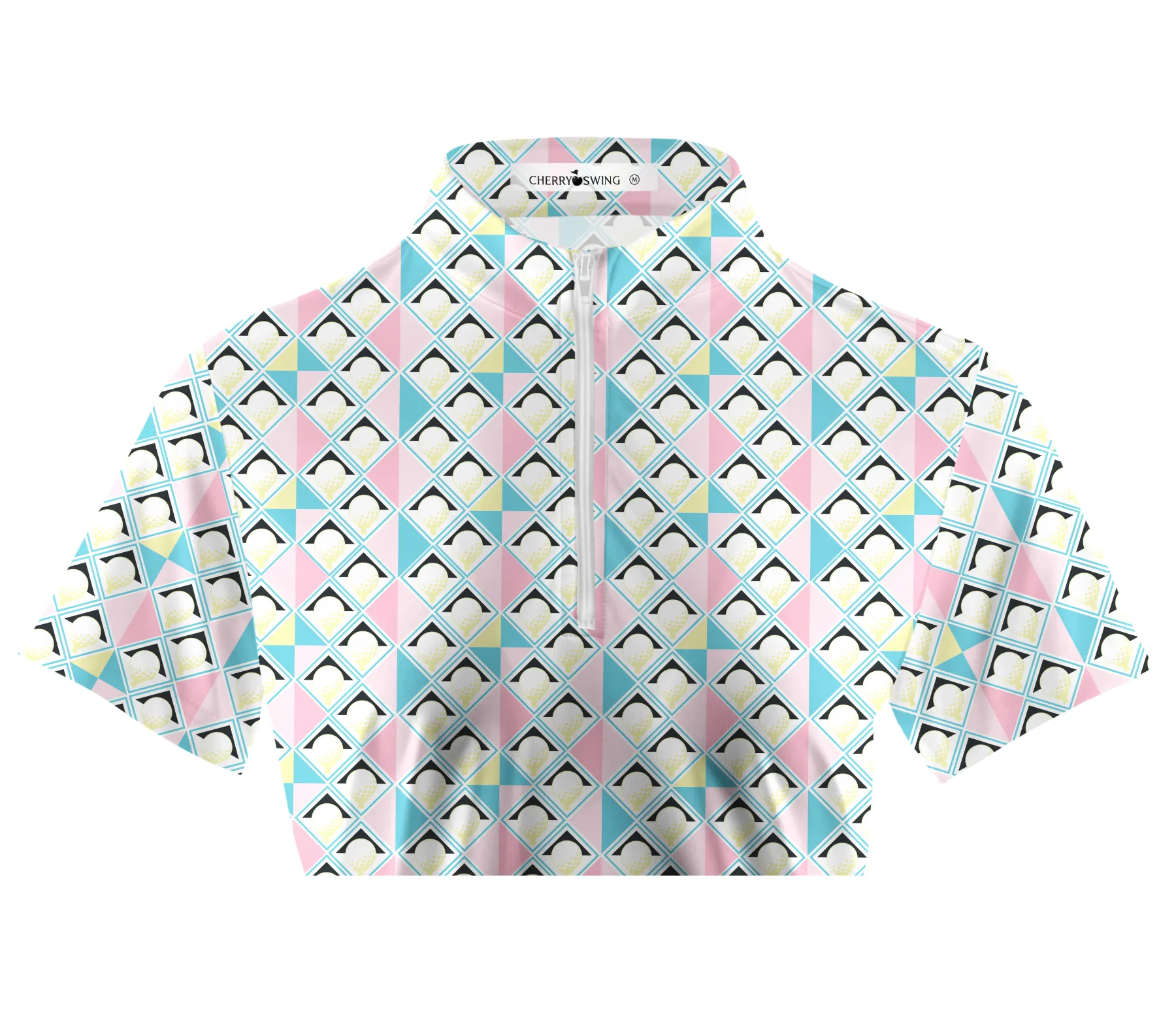 Cherryswing Women's Pastel Colors Geometric Short Sleeve Golf Shirt