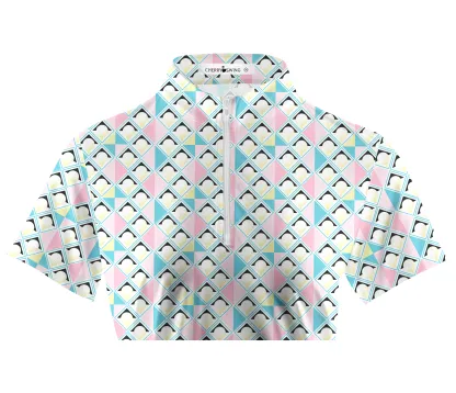 Cherryswing Women's Pastel Colors Geometric Short Sleeve Golf Shirt