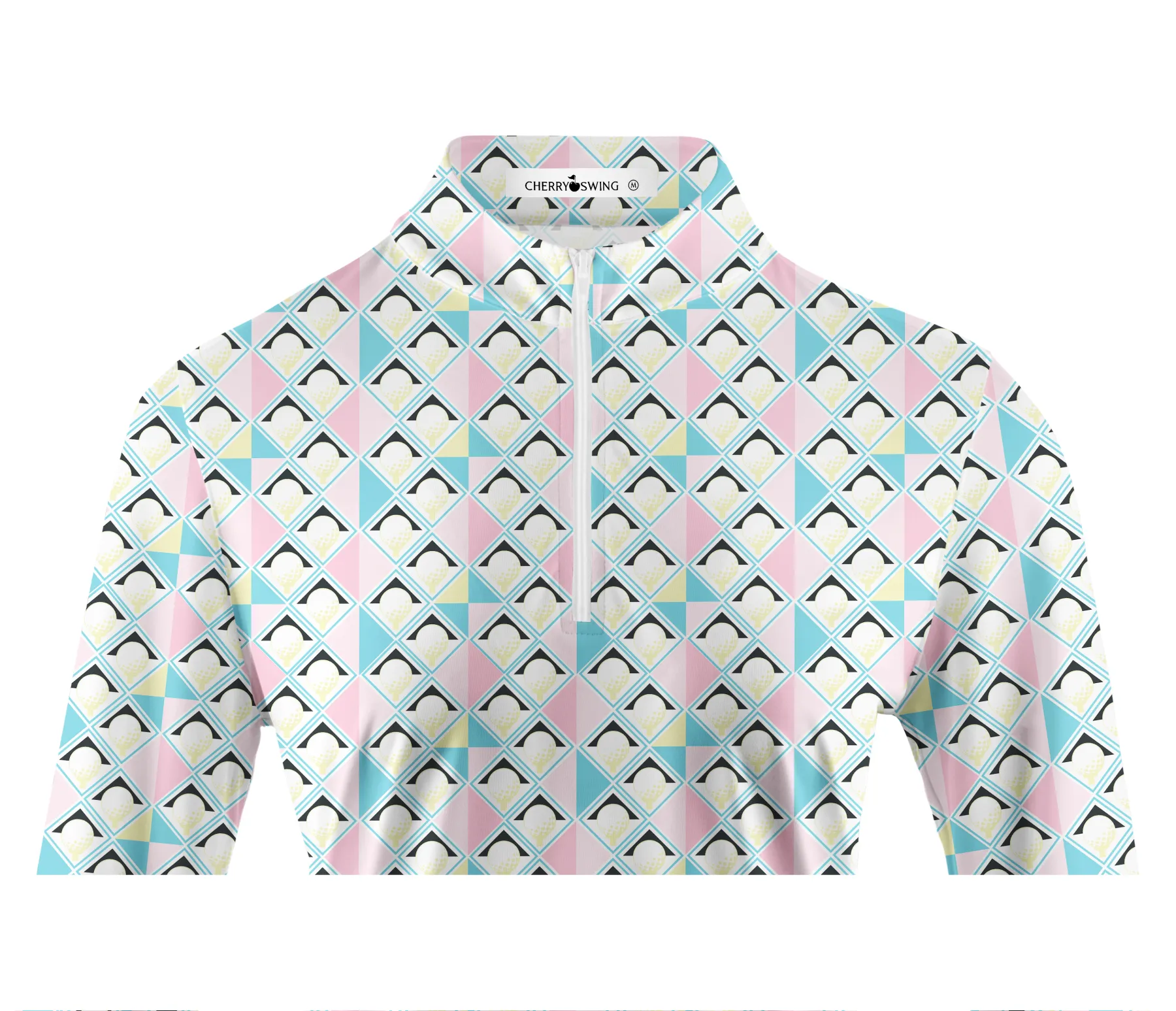 Cherryswing Women's Pastel Colors Geometric Long Sleeve Golf Shirt
