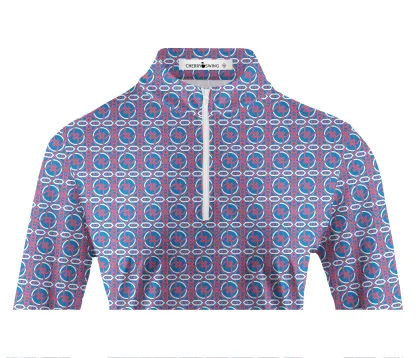 Cherryswing Women's Circular Motifs Long Sleeve Golf Shirt
