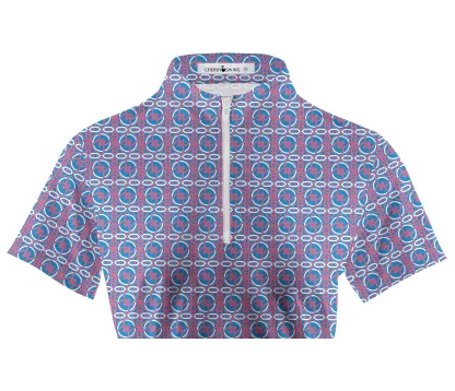 Cherryswing Women's Circular Motifs Short Sleeve Golf Shirt