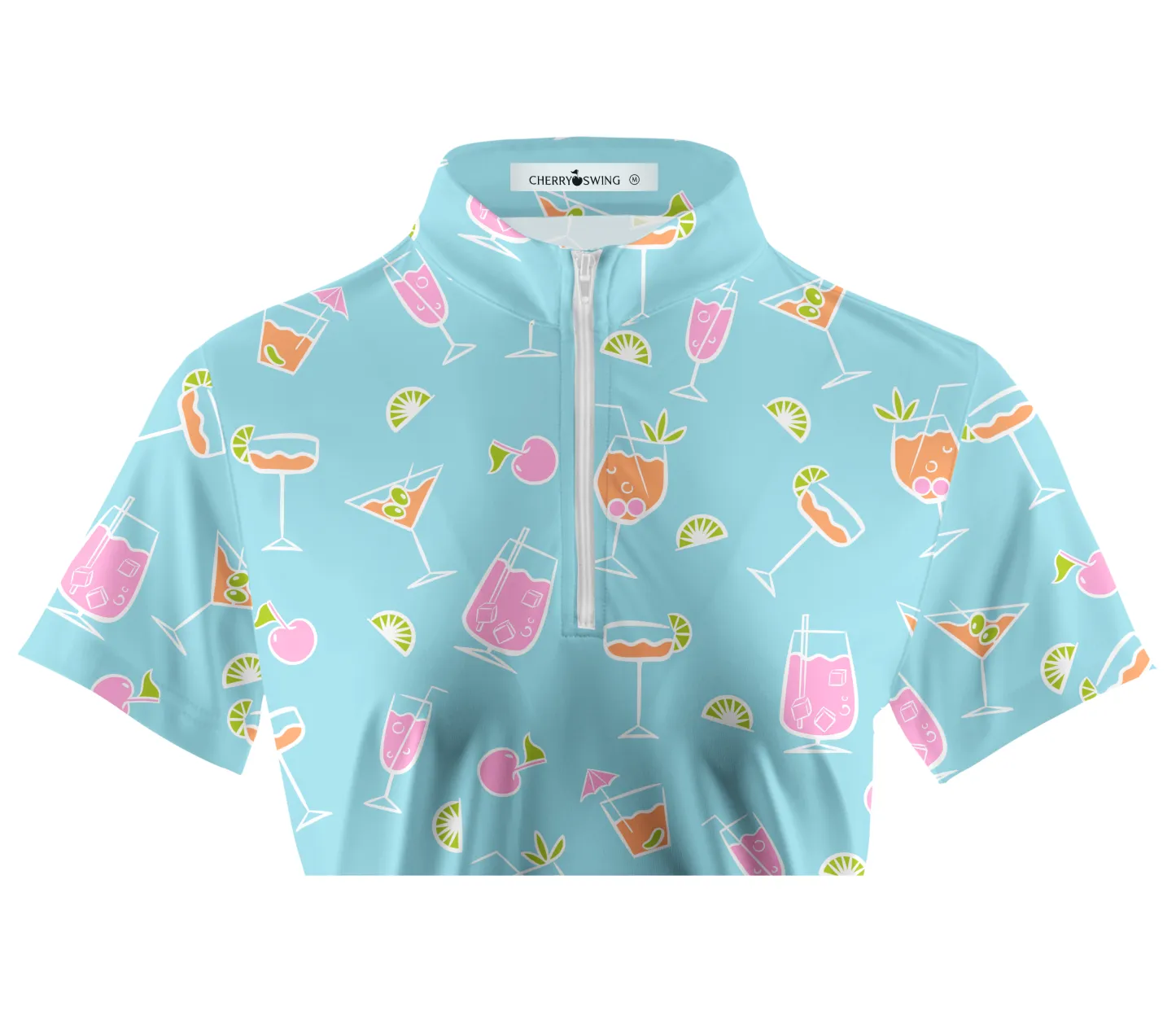 Cherryswing Women's Refreshing Cocktails Short Sleeve Golf Shirt