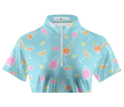 Cherryswing Women's Refreshing Cocktails Short Sleeve Golf Shirt