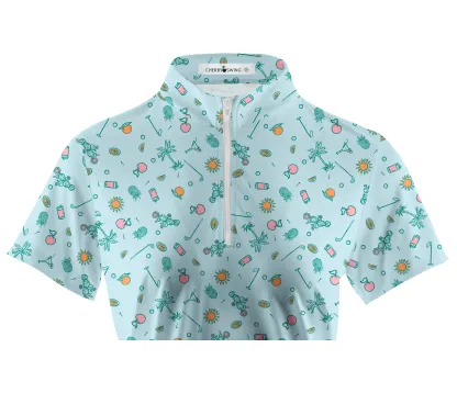 Cherryswing Women's Tropical Vacation Short Sleeve Golf Shirt