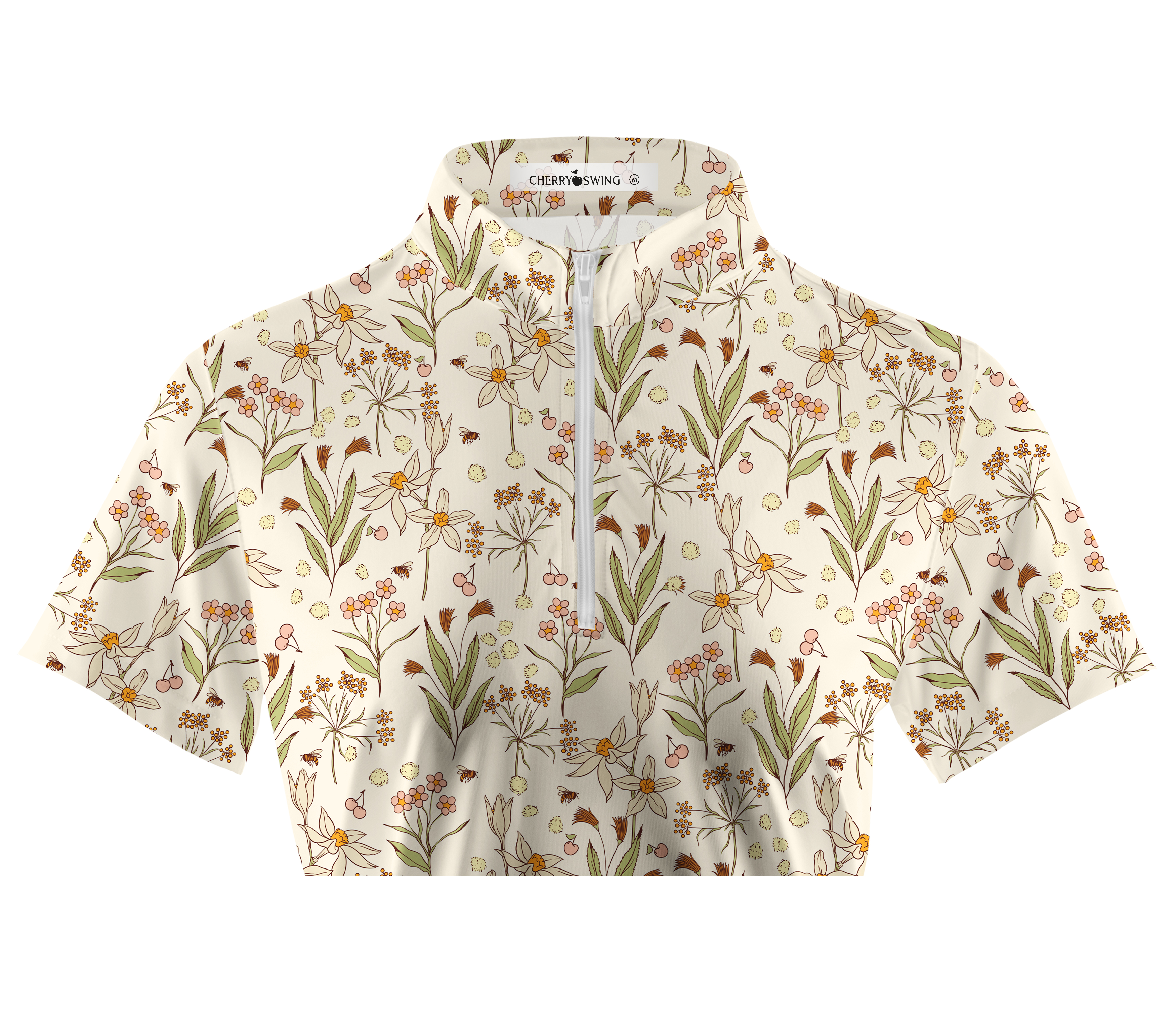 Cherryswing Women's Fantasy Flowers Short Sleeve Golf Shirt